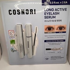 Cosnori Long Active Eyelash Serum 2-Pack Vegan K-Beauty Lash Care 9g x 2 EA